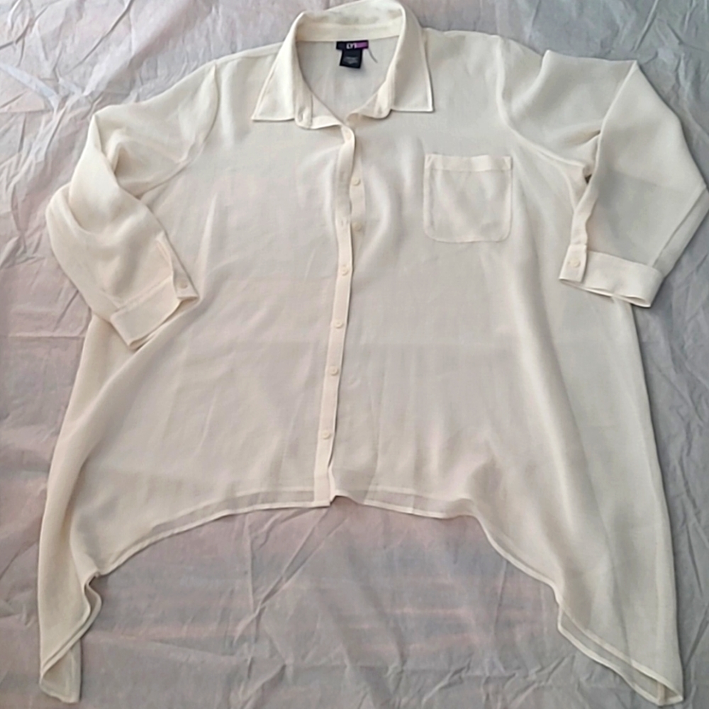 Asymmetrical Hem Button Down Blouse